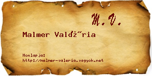 Malmer Valéria névjegykártya